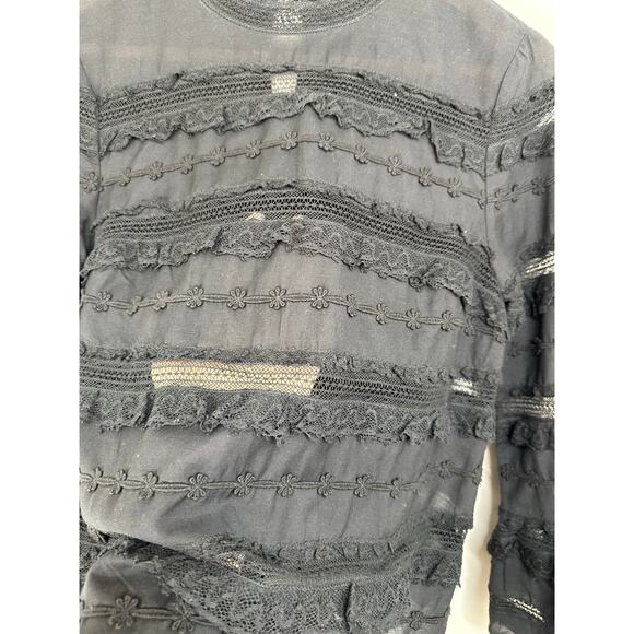 Ulla Johnson Grace Bell Sleeve Blouse in Noir Black Size 2 - Picture 10 of 14